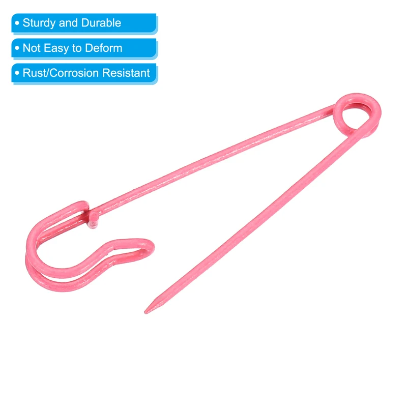 Safety Pins 2.95 Inch Large Metal Sewing Pins Pink 15Pcs