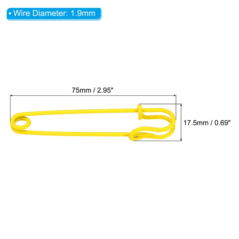 Safety Pins 2.95 Inch Large Metal Sewing Pins Yellow 15Pcs
