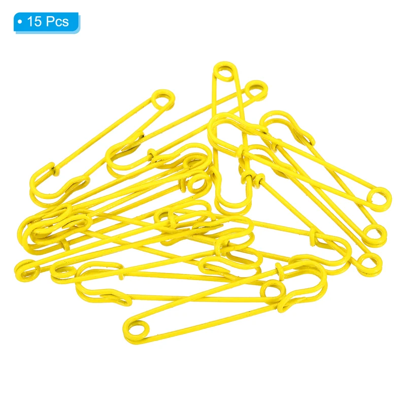Safety Pins 2.95 Inch Large Metal Sewing Pins Yellow 15Pcs