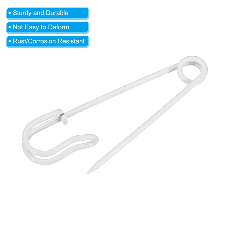 20Pcs Safety Pins 2.48 Inch Large Metal Sewing Pins White