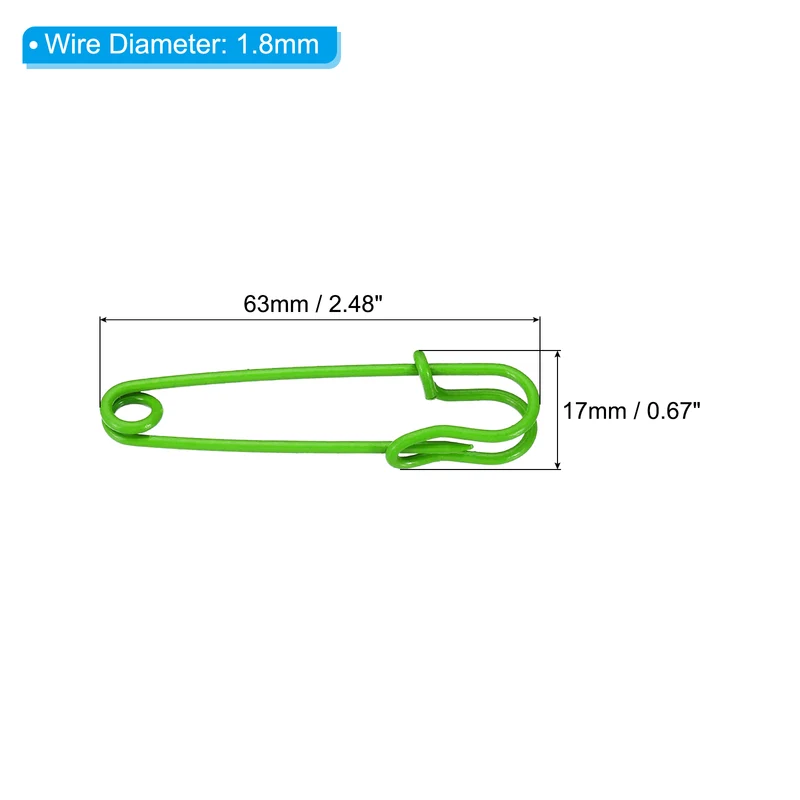 Safety Pins 2.48 Inch Large Metal Sewing Pins Green 20Pcs