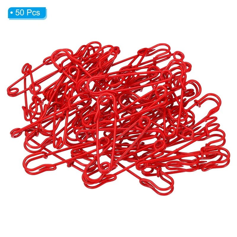 Safety Pins 2.48 Inch Large Metal Sewing Pins for Blankets Skirts Crafts Brooch Making Red 50Pcs