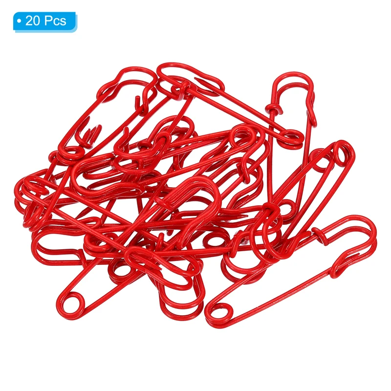 20Pcs Safety Pins 2.48 Inch Large Metal Sewing Pins Red