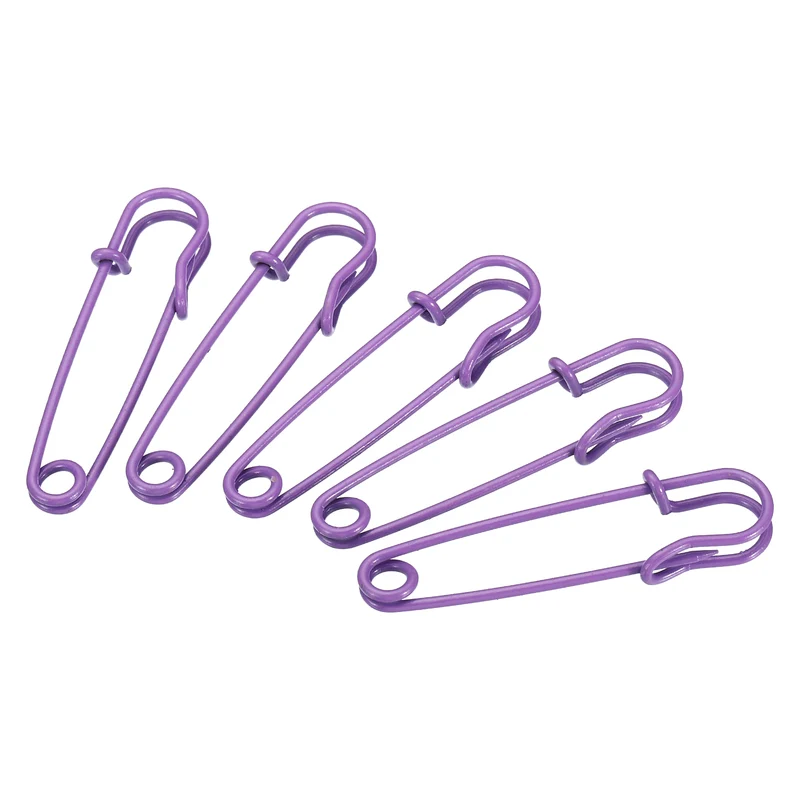 Safety Pins 2.48 Inch Large Metal Sewing Pins Purple 50Pcs