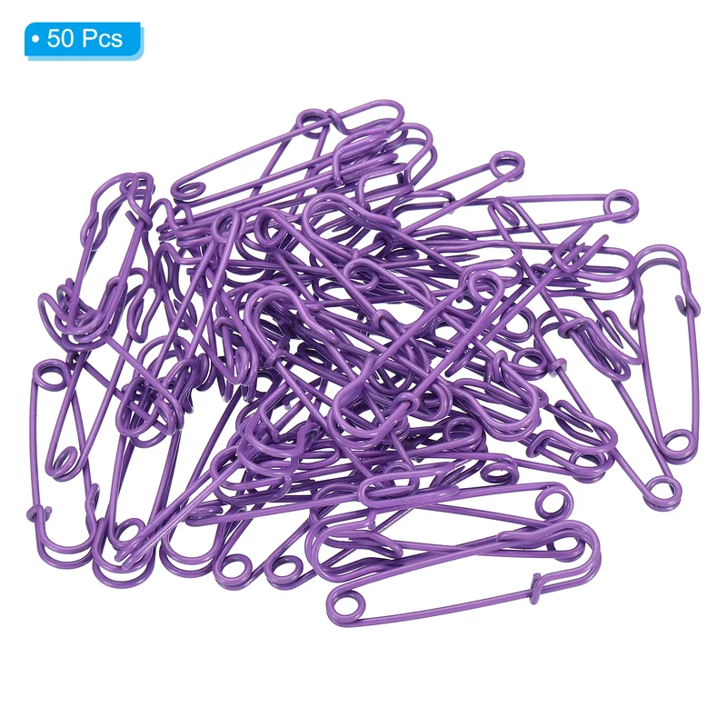Safety Pins 2.48 Inch Large Metal Sewing Pins Purple 50Pcs