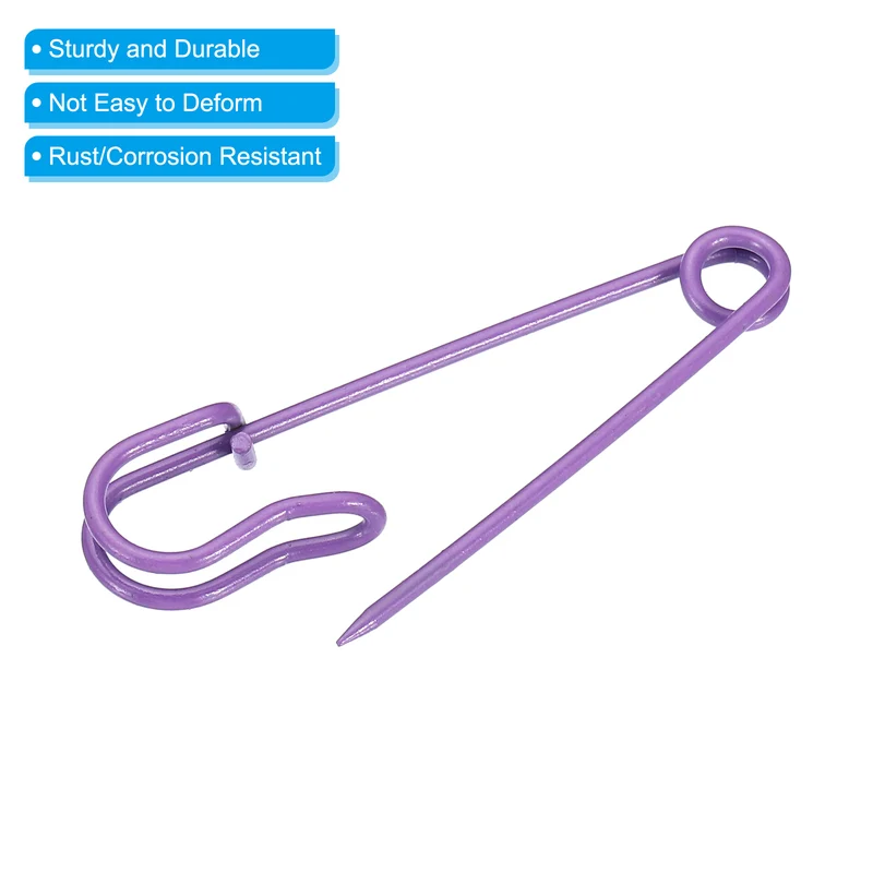 Safety Pins 2.48 Inch Large Metal Sewing Pins Purple 50Pcs