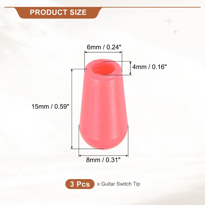 3 Way Guitar Toggle Switch Tip M4 Threaded ABS Pink 3Pcs