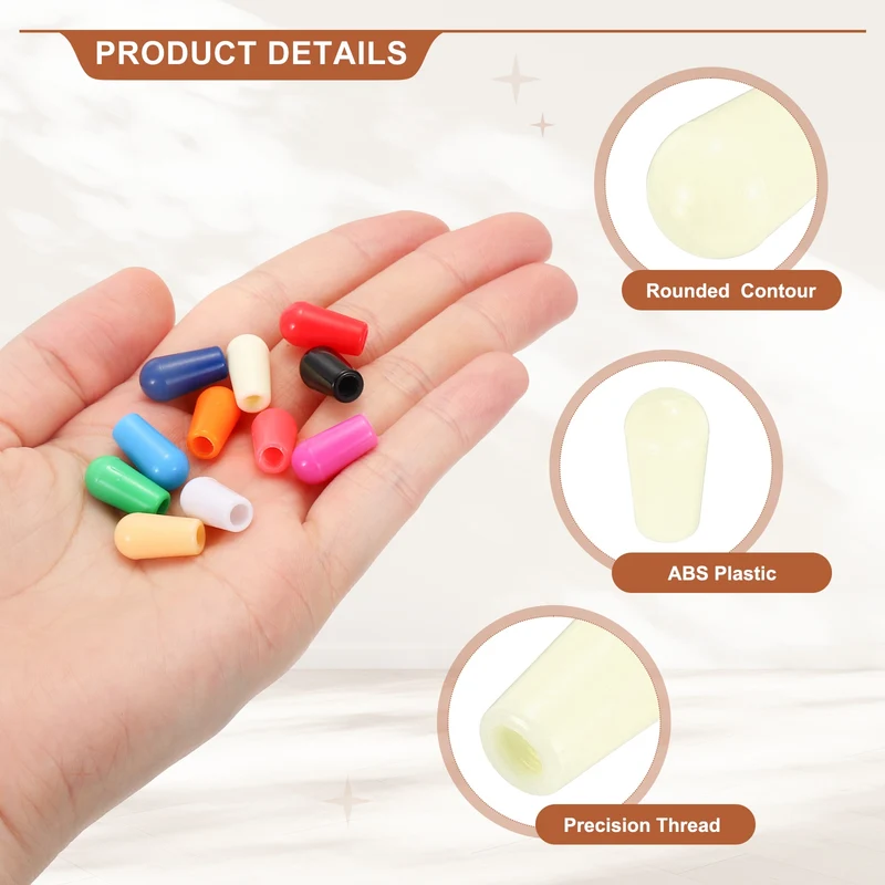 3 Way Guitar Toggle Switch Tip M3.5 Threaded ABS Cream 3Pcs