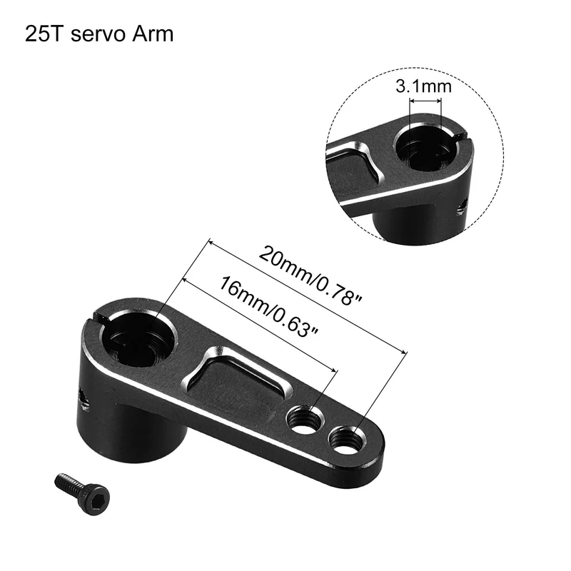 Aluminum Alloy 25T Steering Servo Arm Horn Black for DIY RC Car/Boat/Airplane Boat Accessories
