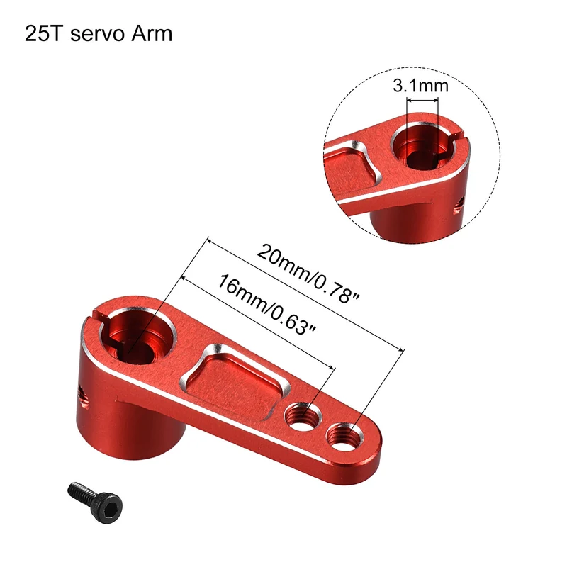 Aluminum Alloy 25T Steering Servo Arm Horn Red for DIY RC Car/Boat/Airplane Boat Accessories