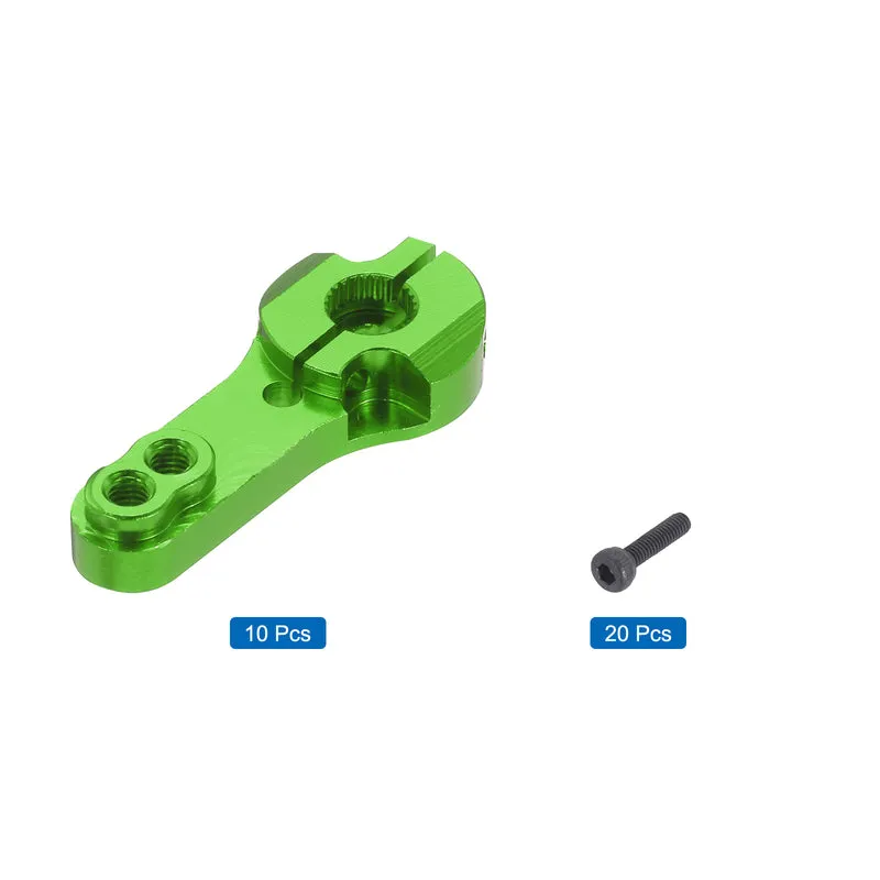 10 Pcs Aluminum Servo Horn 25T Steering Arm 35mm Length Green Suitable for DIY RC Car/Boat/Airplanes Boat Model Accessories with 2 Pcs Screws