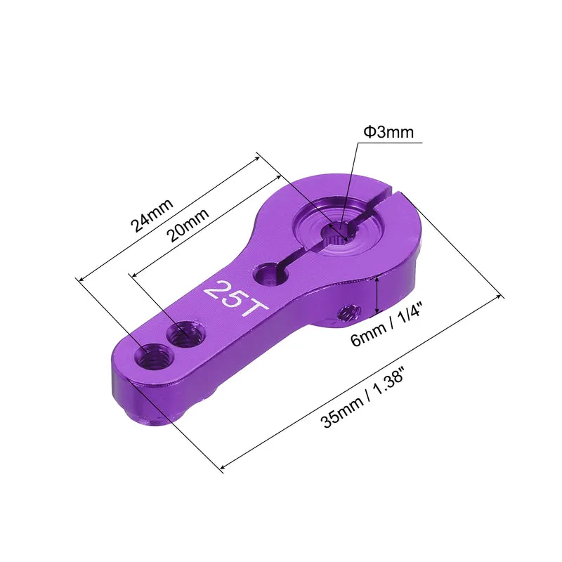 10 Pcs Aluminum Servo Horn 25T Steering Arm 35mm Length Purple Suitable for DIY RC Car/Boat/Airplanes Boat Model Accessories with 2 Pcs Screws
