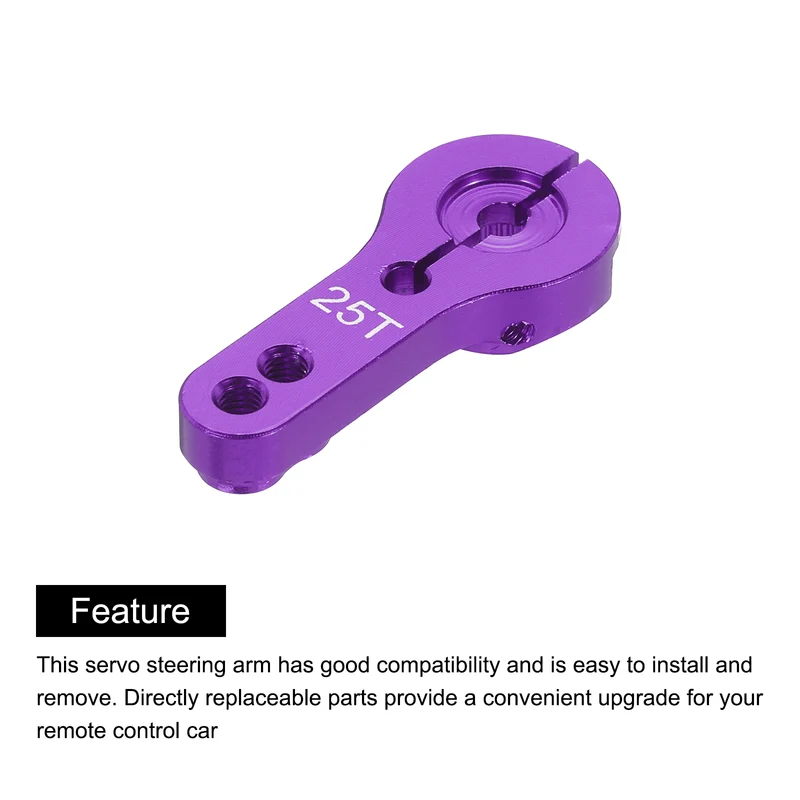 10 Pcs Aluminum Servo Horn 25T Steering Arm 35mm Length Purple Suitable for DIY RC Car/Boat/Airplanes Boat Model Accessories with 2 Pcs Screws