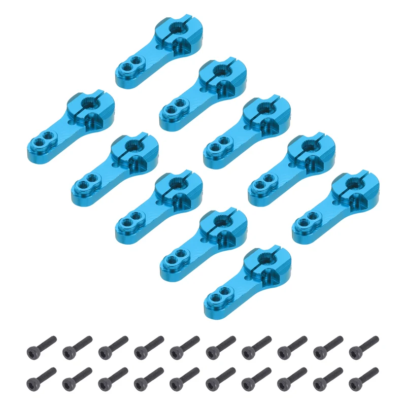 10 Pcs Aluminum Servo Horn 25T Steering Arm 35mm Length Blue