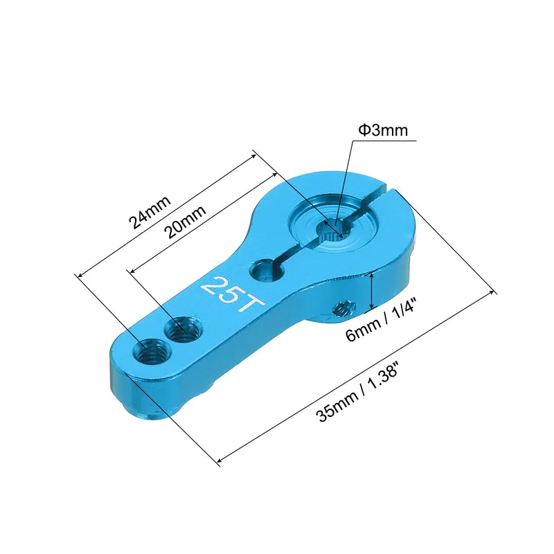 10 Pcs Aluminum Servo Horn 25T Steering Arm 35mm Length Blue