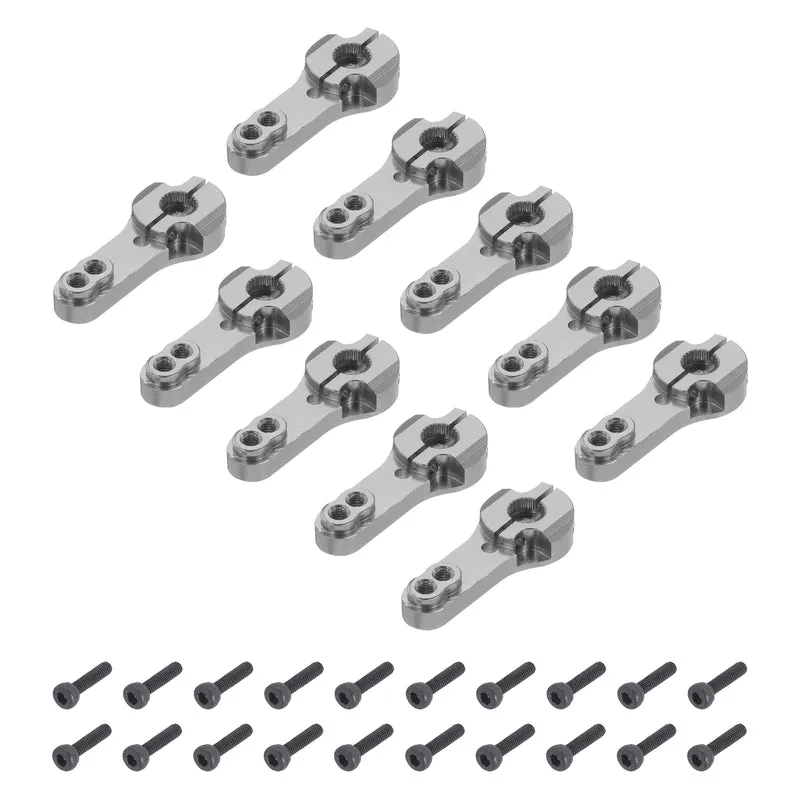 10 Pcs Aluminum Servo Horn 25T Steering Arm 35mm Length Bright Gray