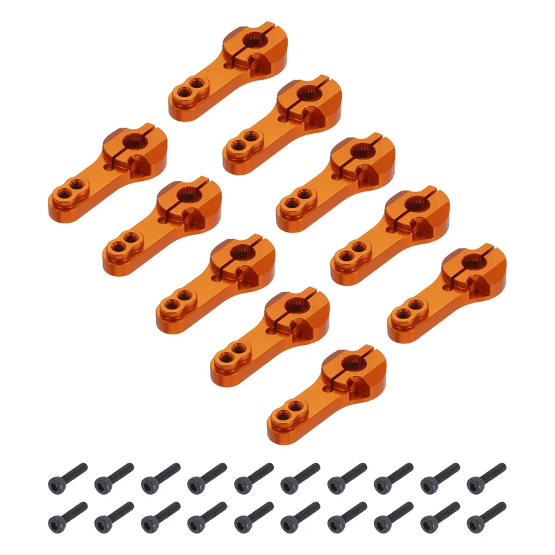 10 Pcs Aluminum Servo Horn 25T Steering Arm 35mm Length Orange