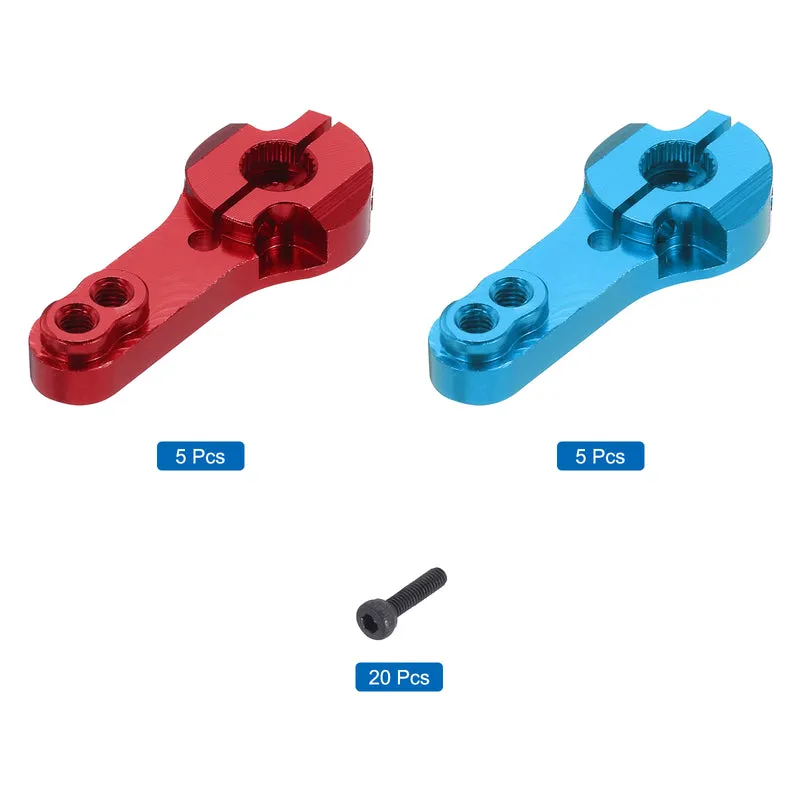 10 Pcs Aluminum Servo Horn 25T Steering Arm 35mm Length Red & Blue