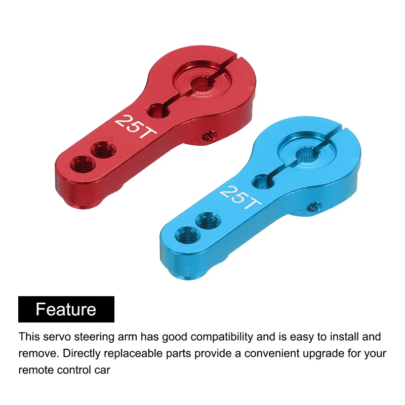 10 Pcs Aluminum Servo Horn 25T Steering Arm 35mm Length Red & Blue