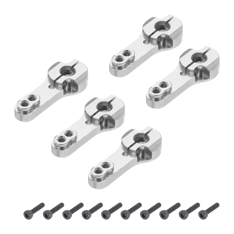 5 Pcs Aluminum Servo Horn 25T Steering Arm 35mm Length Silver Suitable for DIY RC Car/Boat/Airplanes Boat Model Accessories with 2 Pcs Screws