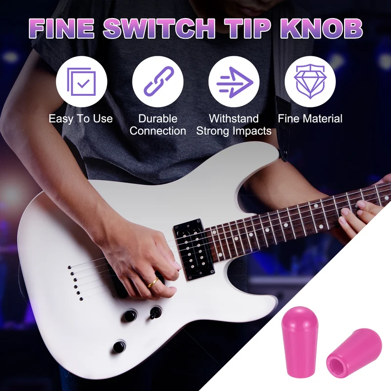 10 Pcs Switch Tip Knob for Electric Guitar, 8/32" Thread, Purple