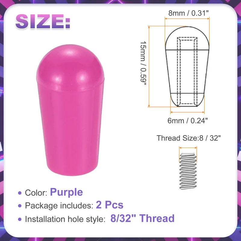 2 Pcs Switch Tip Knob for Electric Guitar, 8/32" Thread, Purple