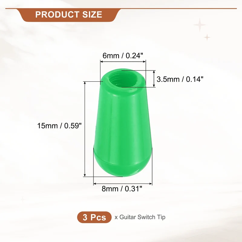 3 Way Guitar Toggle Switch Tip M3.5 Threaded ABS Green 3Pcs
