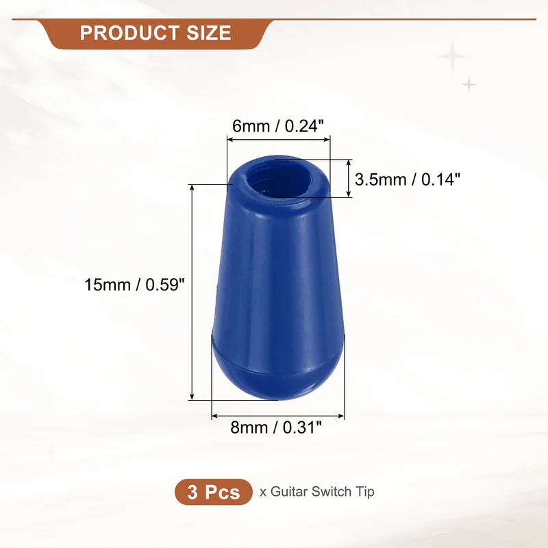 3 Way Guitar Toggle Switch Tip M3.5 Threaded ABS Blue 3Pcs
