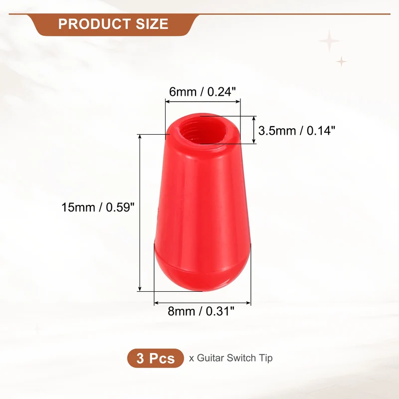 3 Way Guitar Toggle Switch Tip M3.5 Threaded ABS Red 3Pcs