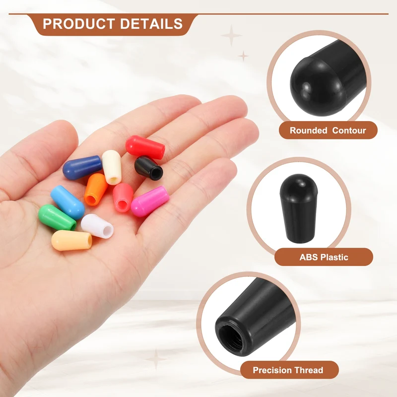 3 Way Guitar Toggle Switch Tip M3.5 Threaded ABS Black 3Pcs