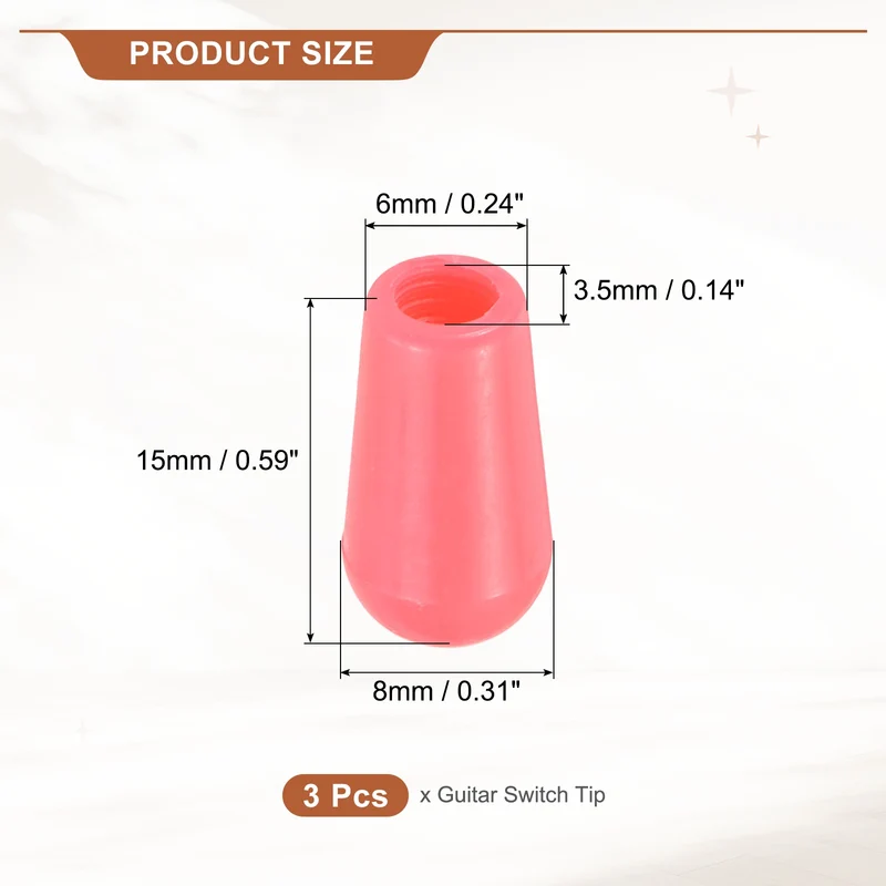 3 Way Guitar Toggle Switch Tip M3.5 Threaded ABS Pink 3Pcs