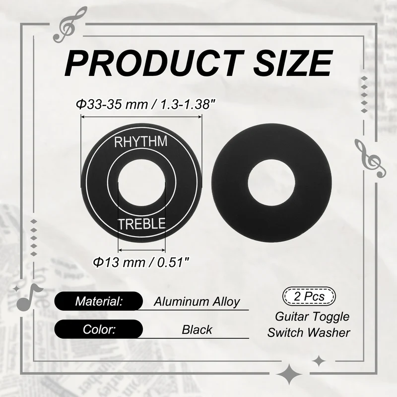 2 Pcs Guitar Toggle Switch Washer, Aluminum Plate for Electric Guitar Black
