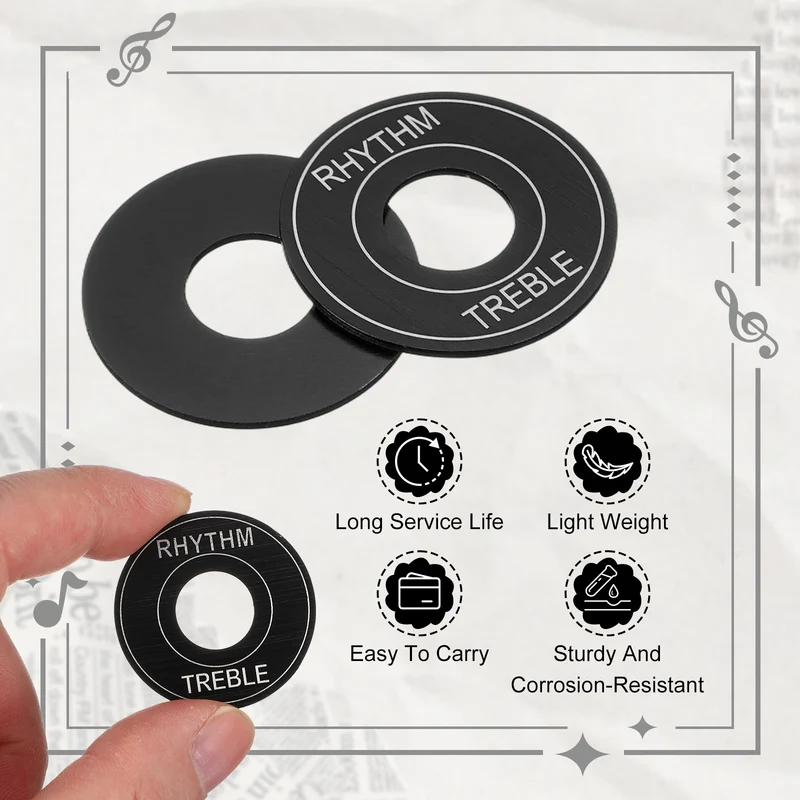 2 Pcs Guitar Toggle Switch Washer, Aluminum Plate for Electric Guitar Black