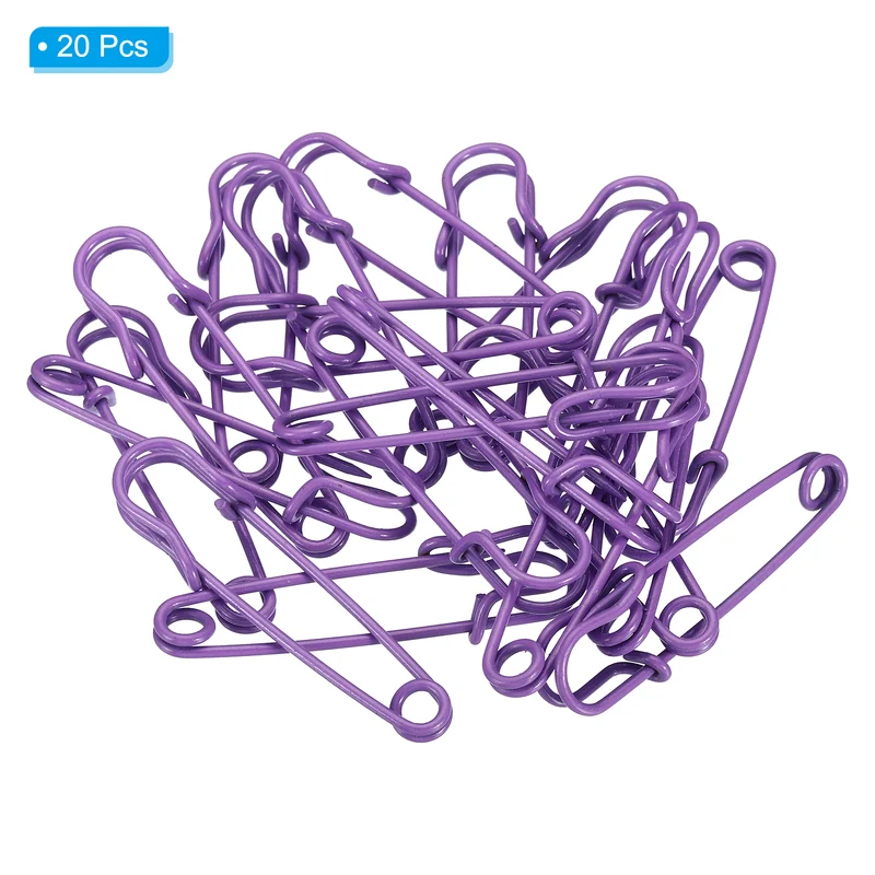 Safety Pins 2.48 Inch Large Metal Sewing Pins Purple 20Pcs