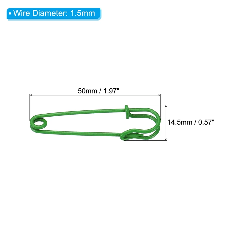 20Pcs Safety Pins 1.97 Inch Large Metal Sewing Pins Green
