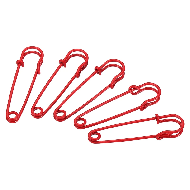 Safety Pins 1.97 Inch Large Metal Sewing Pins Red 50Pcs