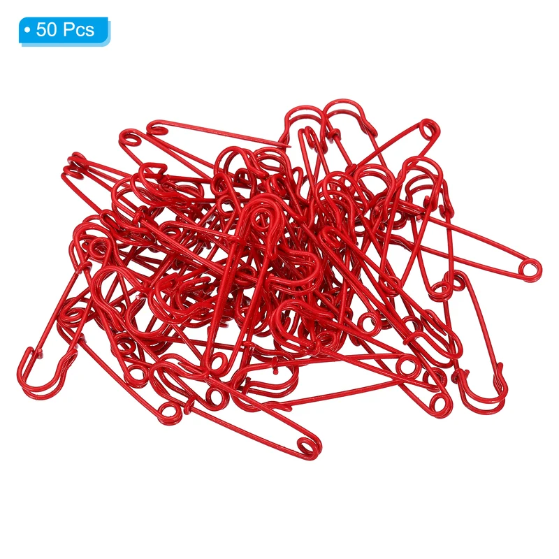Safety Pins 1.97 Inch Large Metal Sewing Pins Red 50Pcs
