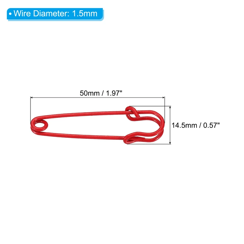 Safety Pins 1.97 Inch Large Metal Sewing Pins Red 20Pcs
