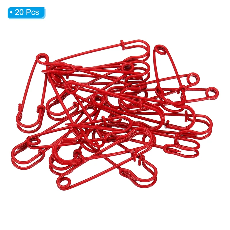 Safety Pins 1.97 Inch Large Metal Sewing Pins Red 20Pcs