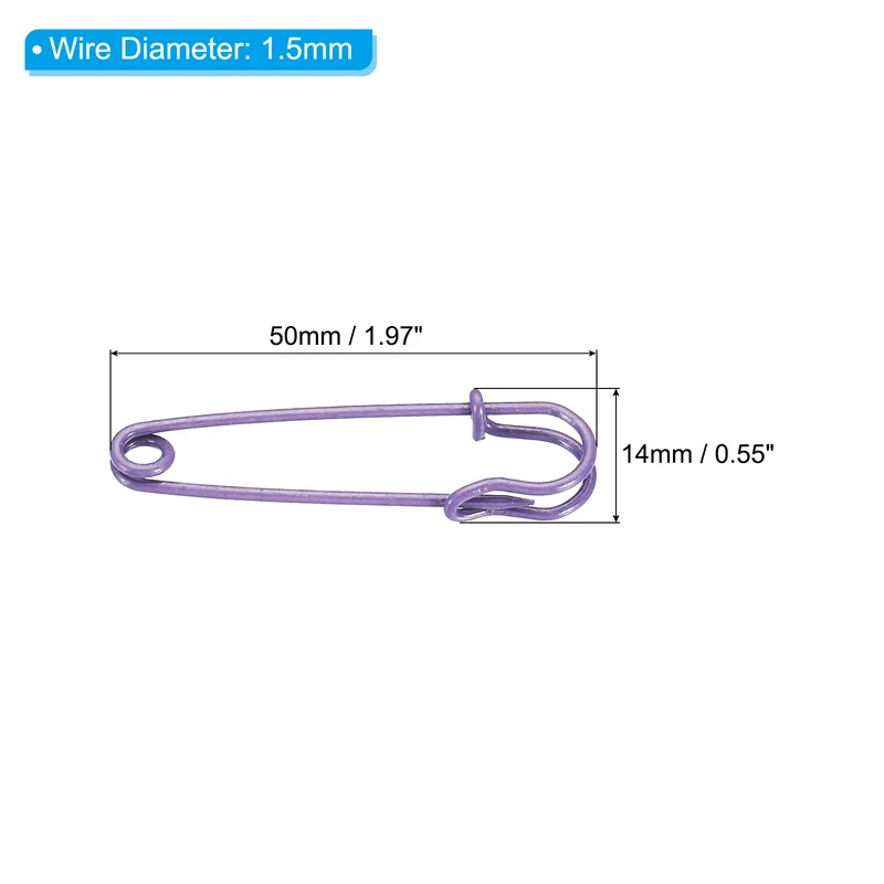 Safety Pins 1.97 Inch Large Metal Sewing Pins Purple 20Pcs