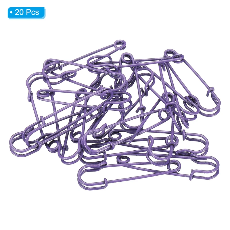 Safety Pins 1.97 Inch Large Metal Sewing Pins Purple 20Pcs