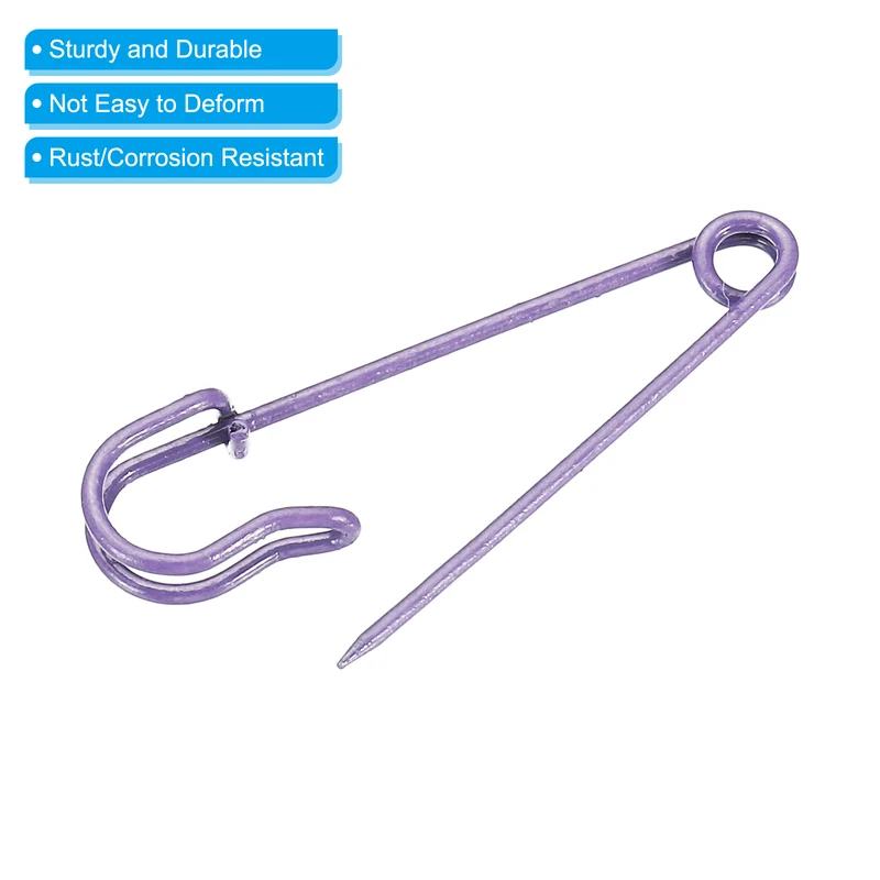 Safety Pins 1.97 Inch Large Metal Sewing Pins Purple 20Pcs