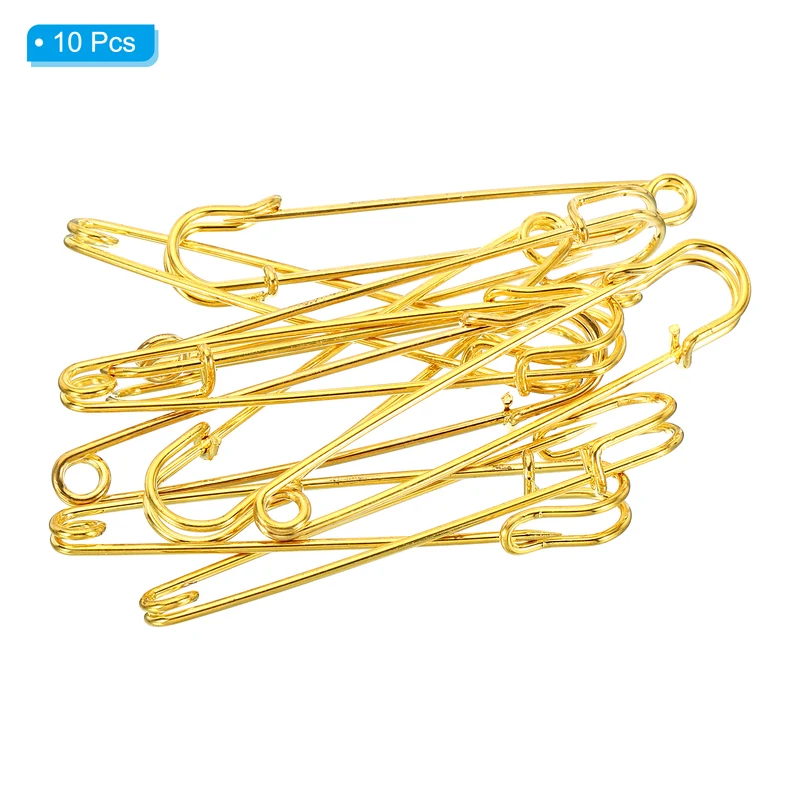 Safety Pins 3.94 Inch Large Metal Sewing Pins Gold Tone 10Pcs