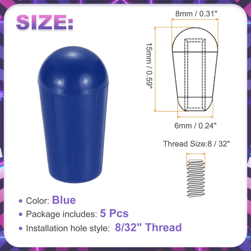 5 Pcs Switch Tip Knob for Electric Guitar, 8/32" Thread, Blue