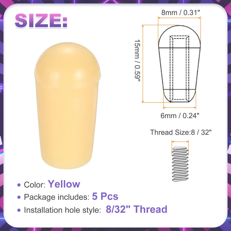 5 Pcs Switch Tip Knob for Electric Guitar, 8/32" Thread, Yellow
