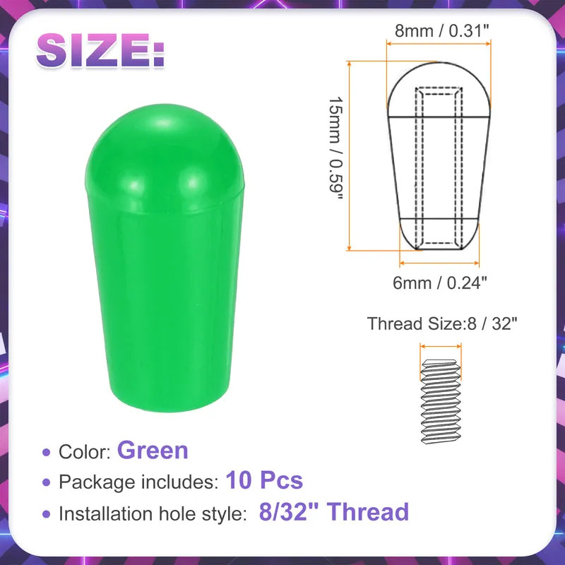 10 Pcs Switch Tip Knob for Electric Guitar, 8/32" Thread, Green