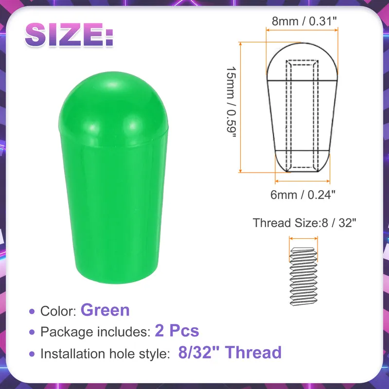 2 Pcs Switch Tip Knob for Electric Guitar, 8/32" Thread, Green