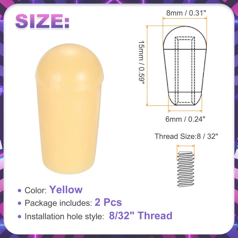 2 Pcs Switch Tip Knob for Electric Guitar, 8/32" Thread, Yellow