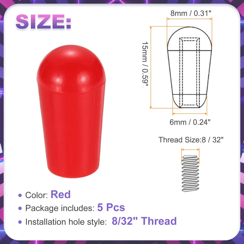 5 Pcs Switch Tip Knob for Electric Guitar, 8/32" Thread, Red