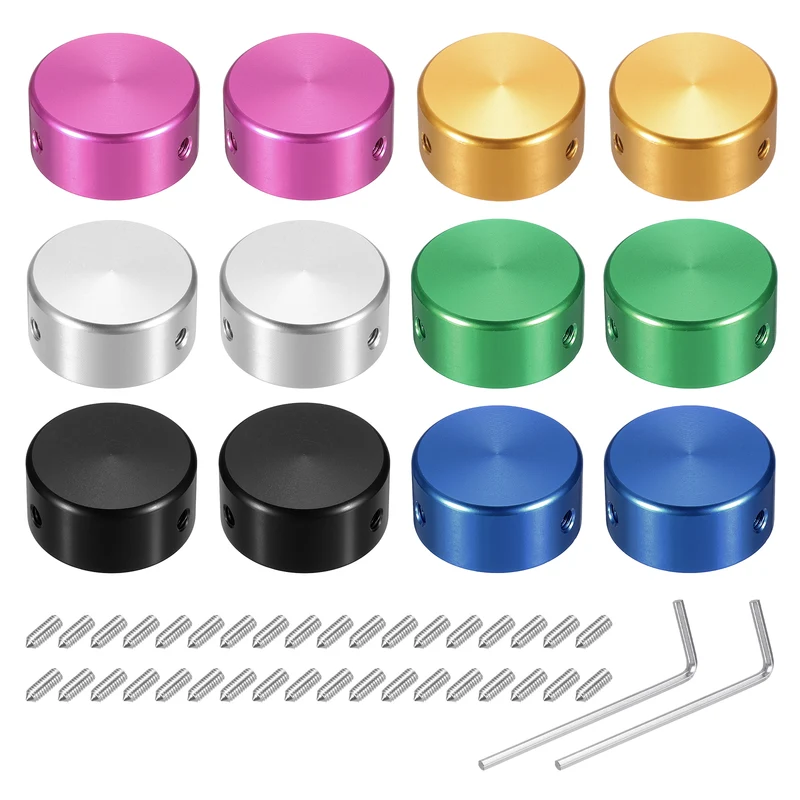 12 Pcs Footswitch Toppers Guitar Pedal Button Silver Black Yellow Green Blue Red